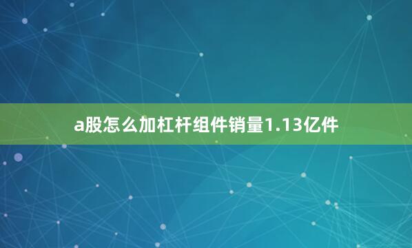 a股怎么加杠杆组件销量1.13亿件