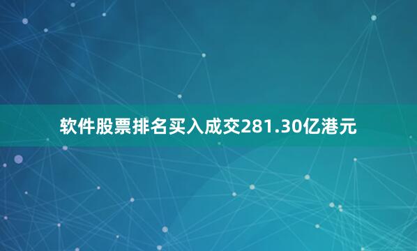 软件股票排名买入成交281.30亿港元